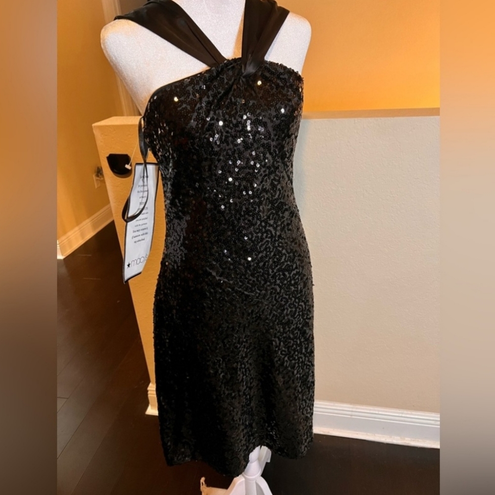 NWT Tahari Black Sequin Cocktail Dress